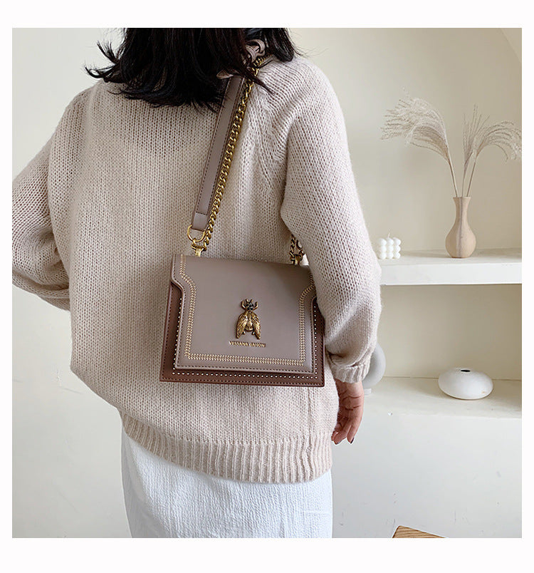 Vintage Bee Chain Crossbody Bag | PU Square Shoulder Handbag A53