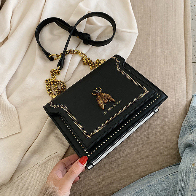 Vintage Bee Chain Crossbody Bag | PU Square Shoulder Handbag A53