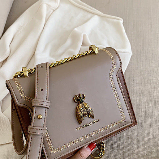 Vintage Bee Chain Crossbody Bag | PU Square Shoulder Handbag A53