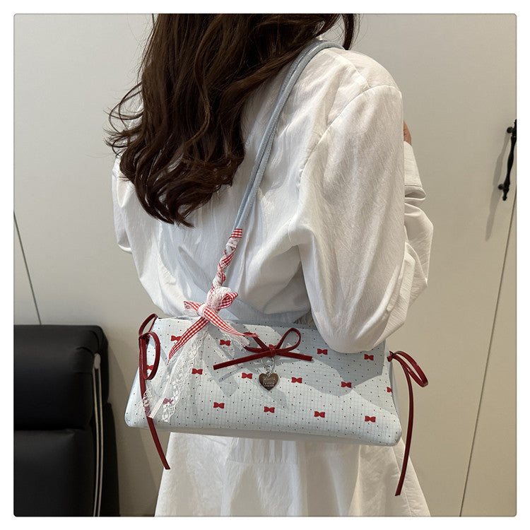 Bowknot Baguette Shoulder Bag | PU Underarm Bag for Women A50