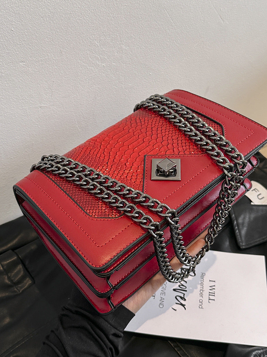 Retro Snakeskin PU Chain Bag | Women's Crossbody Square Bag A49