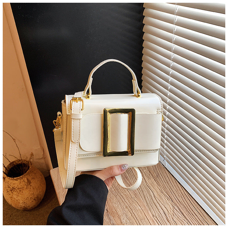 Retro Mini Square Crossbody Bag for Women | PU Leather Gold Buckle A37