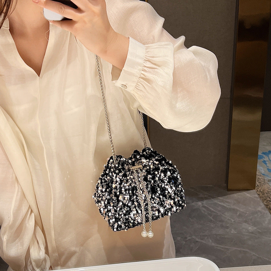 Sequin Bucket Bag | Korean Style Crossbody Evening Bag for Women A62