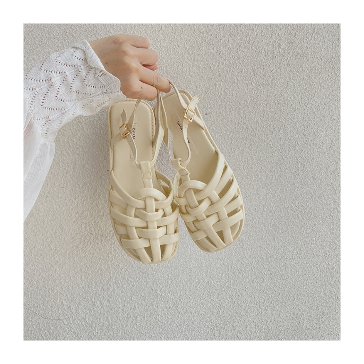 Roman Style Hollow Buckle Sandals | Open-Toe Flat Sandals for Women A79