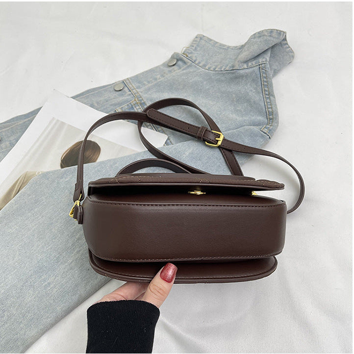 Women's Crossbody Shoulder Bag | Quilted PU Saddle Bag with Top Handle A15
