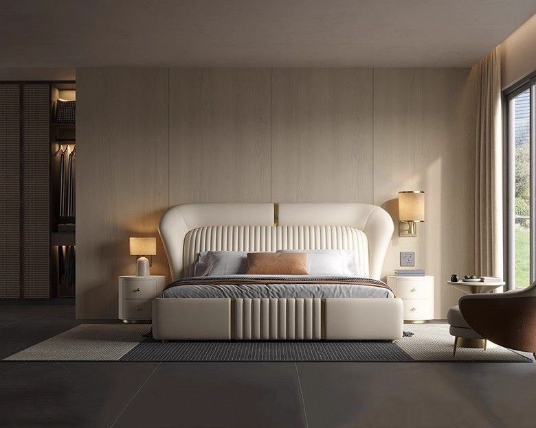 New Italian-Style Double Bed Modern Light Luxury A106