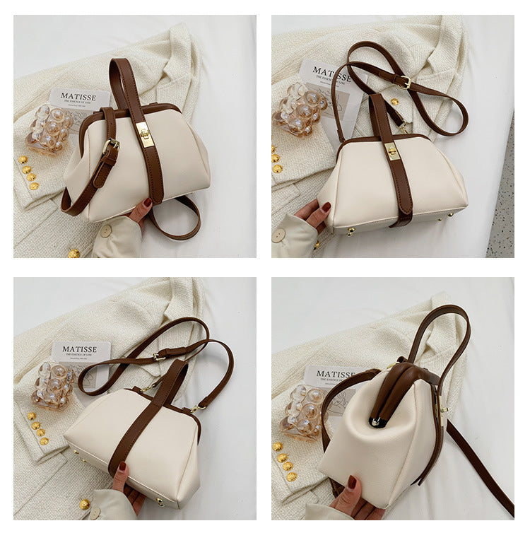 Contrast Color PU Tote Bag | Retro Fashion Handbag for Women A62