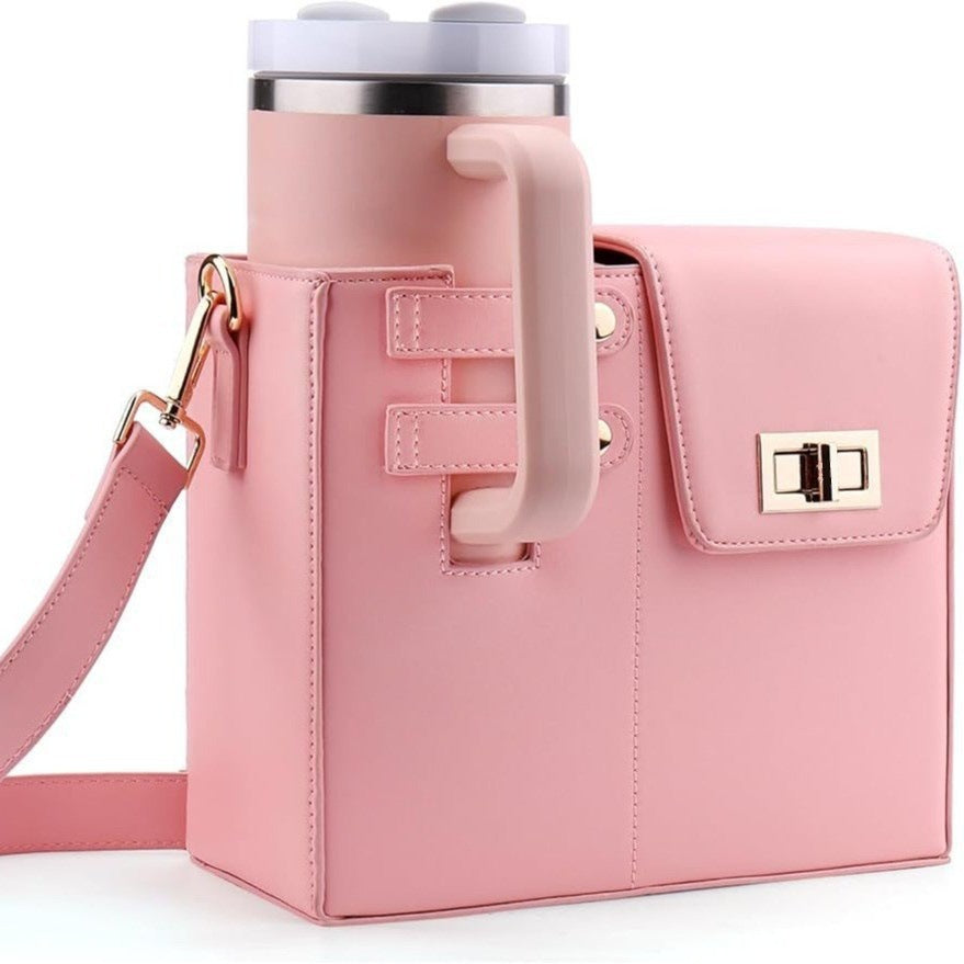 Water Bottle Carrier Bag for Women | PU Leather, Chain Strap A11