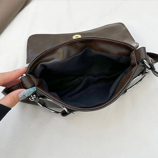 Women's Street Style Shoulder Bag Rivet Ring Hardware Detail A25