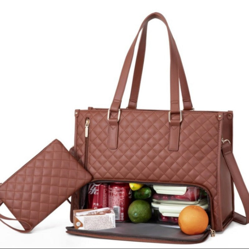 Insulated Lunch Bag for Women | Laptop Sleeve, Quilted Tote A12