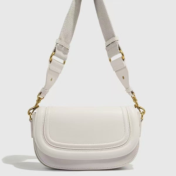 Wide Strap Saddle Bag for Women | Contrast, Magnetic Flap A6