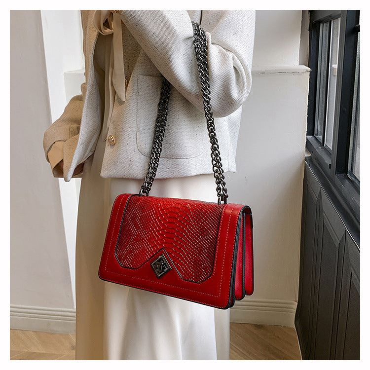 Retro Snakeskin PU Chain Bag | Women's Crossbody Square Bag A49