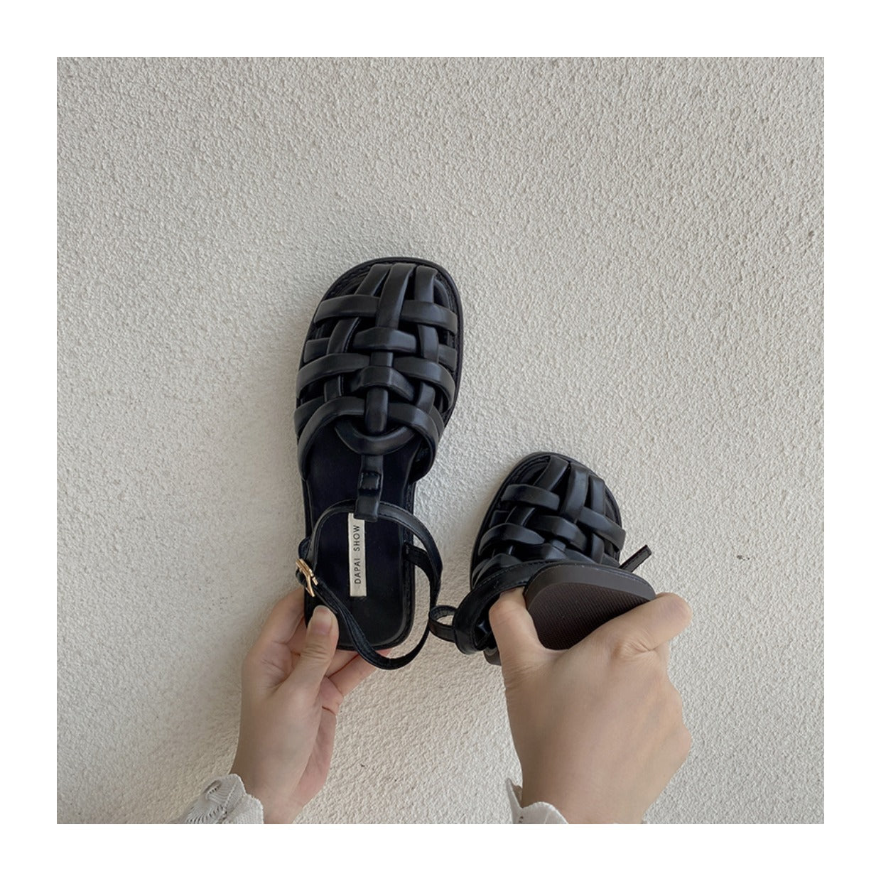 Roman Style Hollow Buckle Sandals | Open-Toe Flat Sandals for Women A79