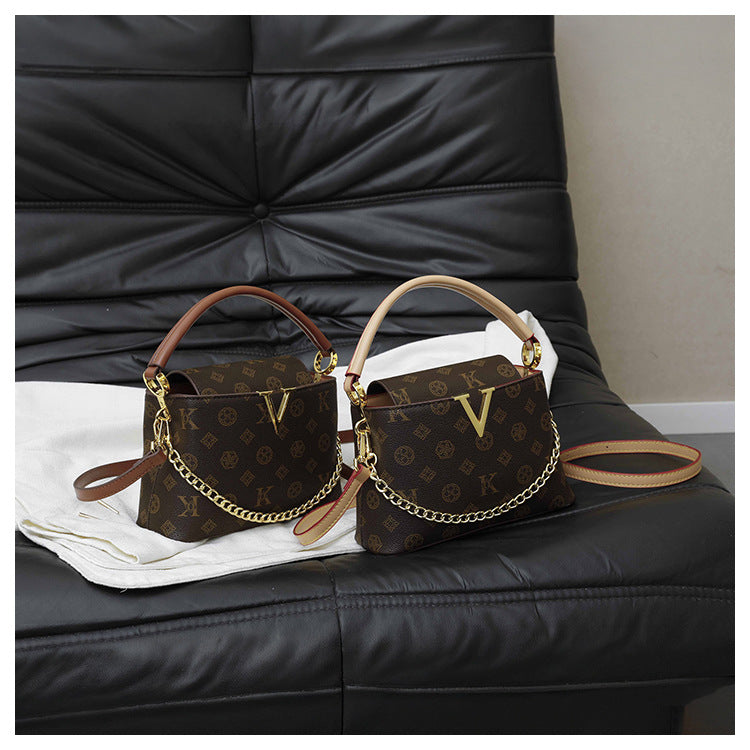 Vintage Pattern Bucket Bag | PU Crossbody Shoulder Bag for Women A69