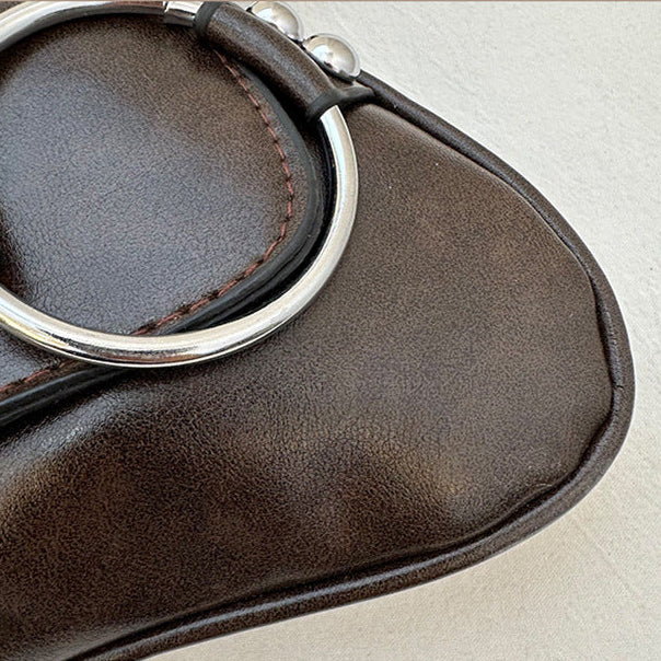Women's Street Style Shoulder Bag Rivet Ring Hardware Detail A25