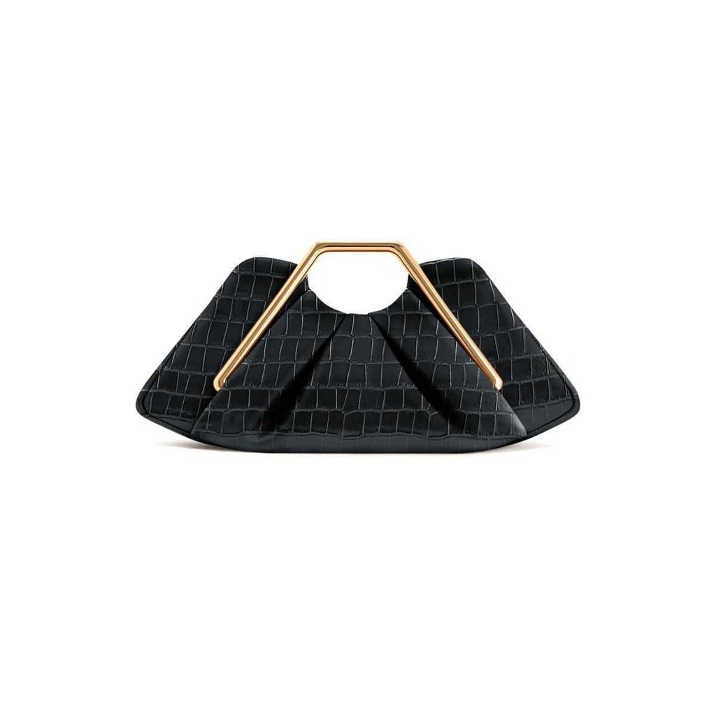Women's Cloud Clutch Bag Soft Wrinkle PU with Gold Frame Handle A34