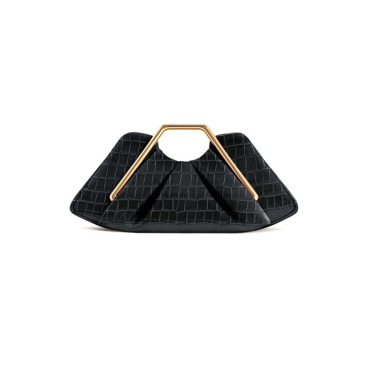 Women's Cloud Clutch Bag Soft Wrinkle PU with Gold Frame Handle A34