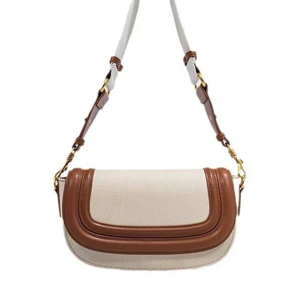 Wide Strap Saddle Bag for Women | Contrast, Magnetic Flap A6