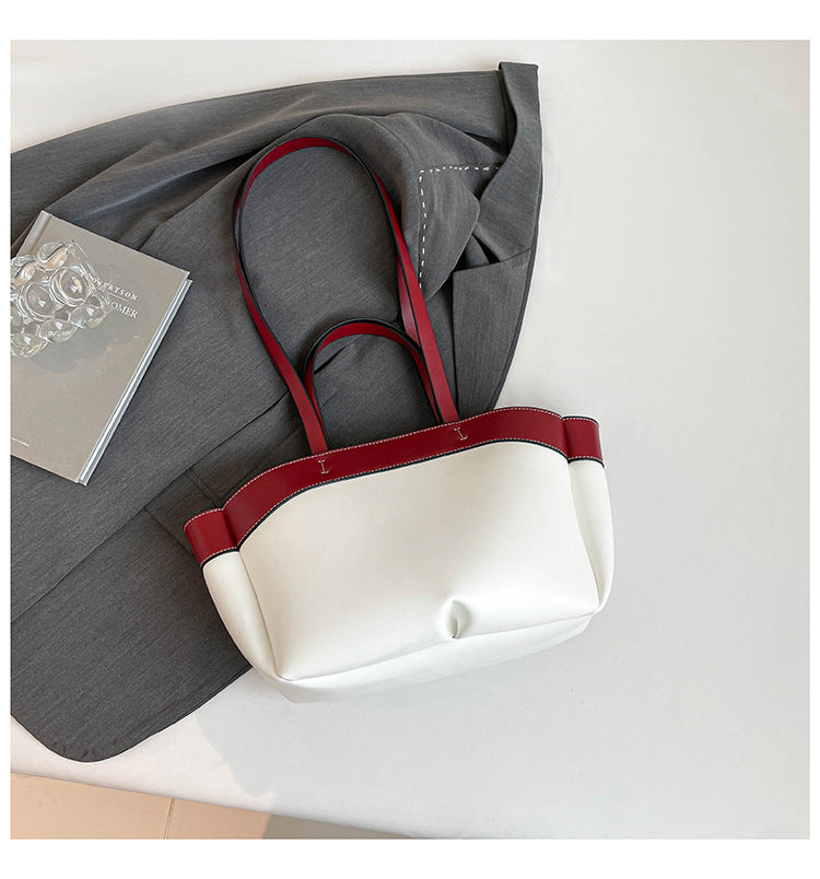 Women's Large Tote Shoulder Bag Colour Block Trim, Open Carry A32