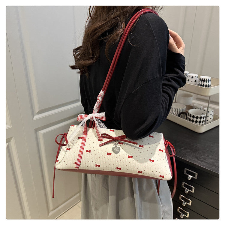Bowknot Baguette Shoulder Bag | PU Underarm Bag for Women A50