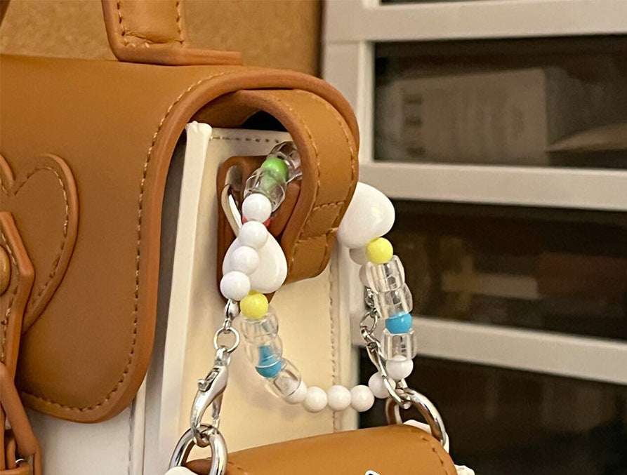 Color-Block Cream Crossbody Bag | Niche PU Flap Bag for Women A61