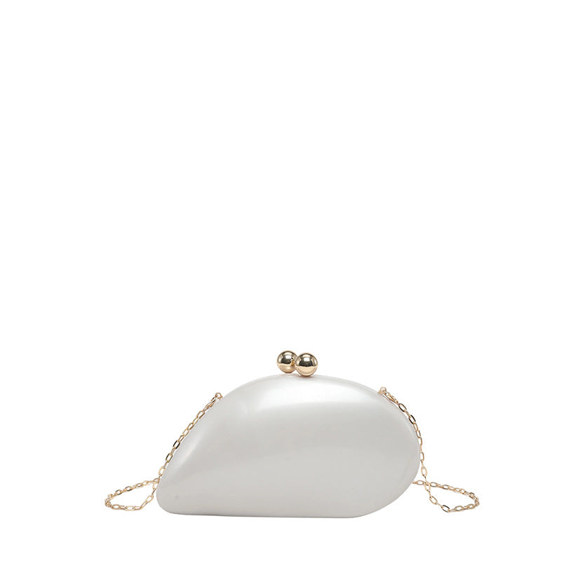 Pearl Chain Evening Clutch Bag | Oval Marble Finish A36