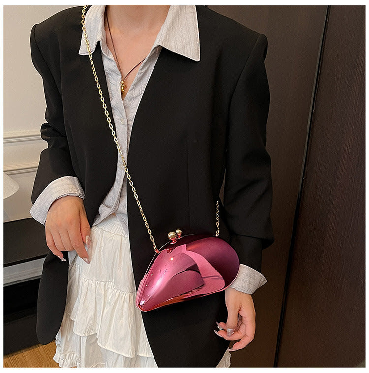 Pearl Chain Evening Clutch Bag | Oval Marble Finish A36