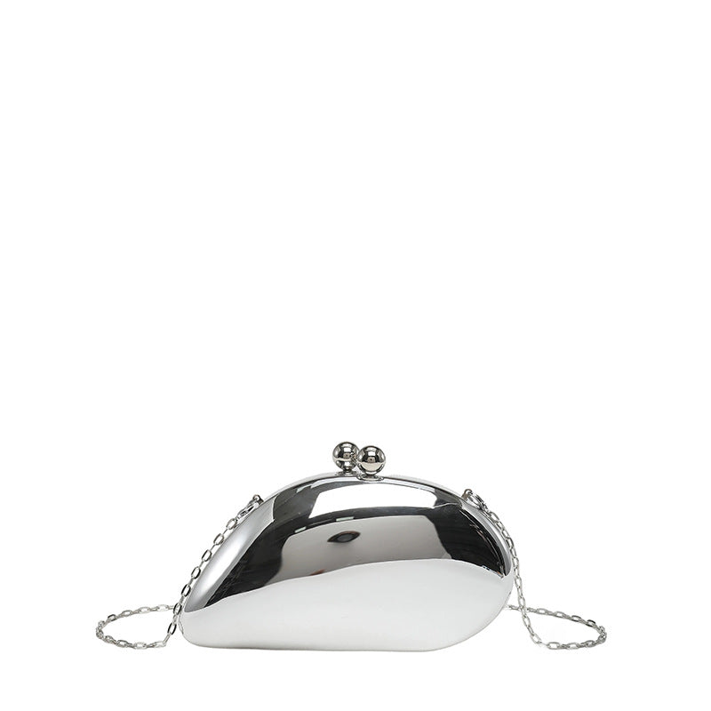 Pearl Chain Evening Clutch Bag | Oval Marble Finish A36