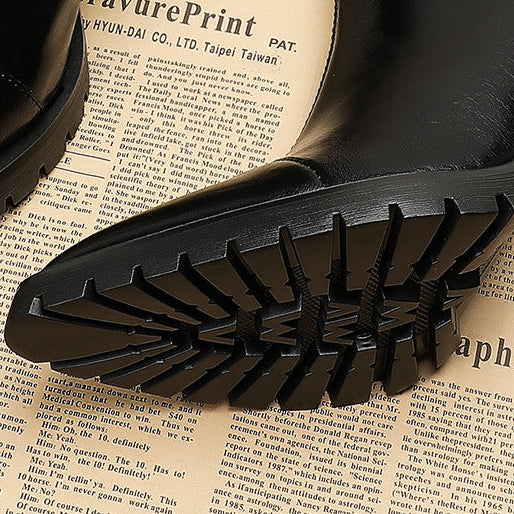 Pointed-Toe Thick Heel Martin Boots | Korean High-Heel Knight Boots for Women A75