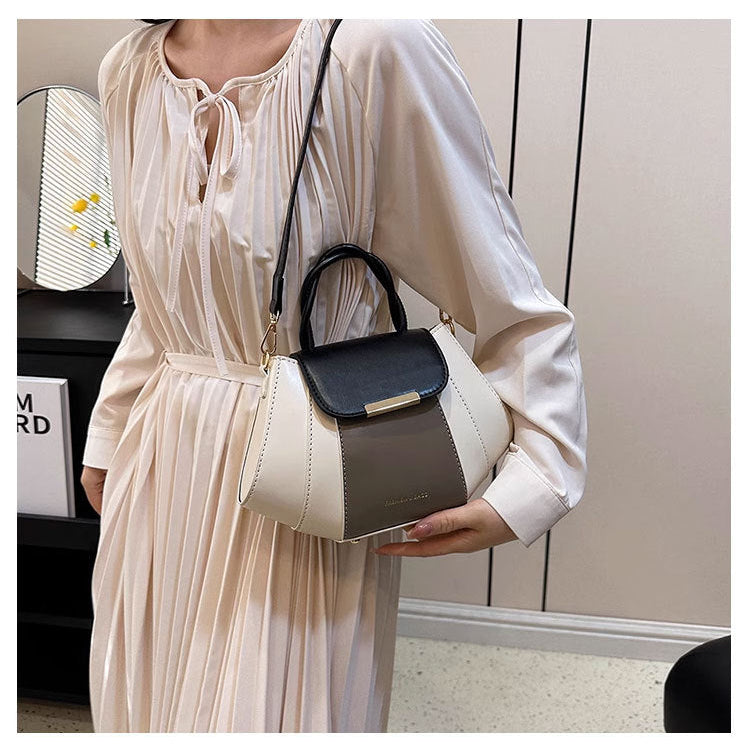 Color-Blocked Bucket Handbag for Women | PU Leather Top Handle Bag A41