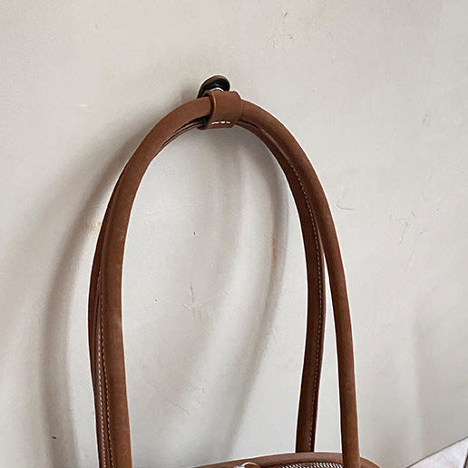 Women's Suede Shoulder Bag Retro Pillow Shape with Charm A24