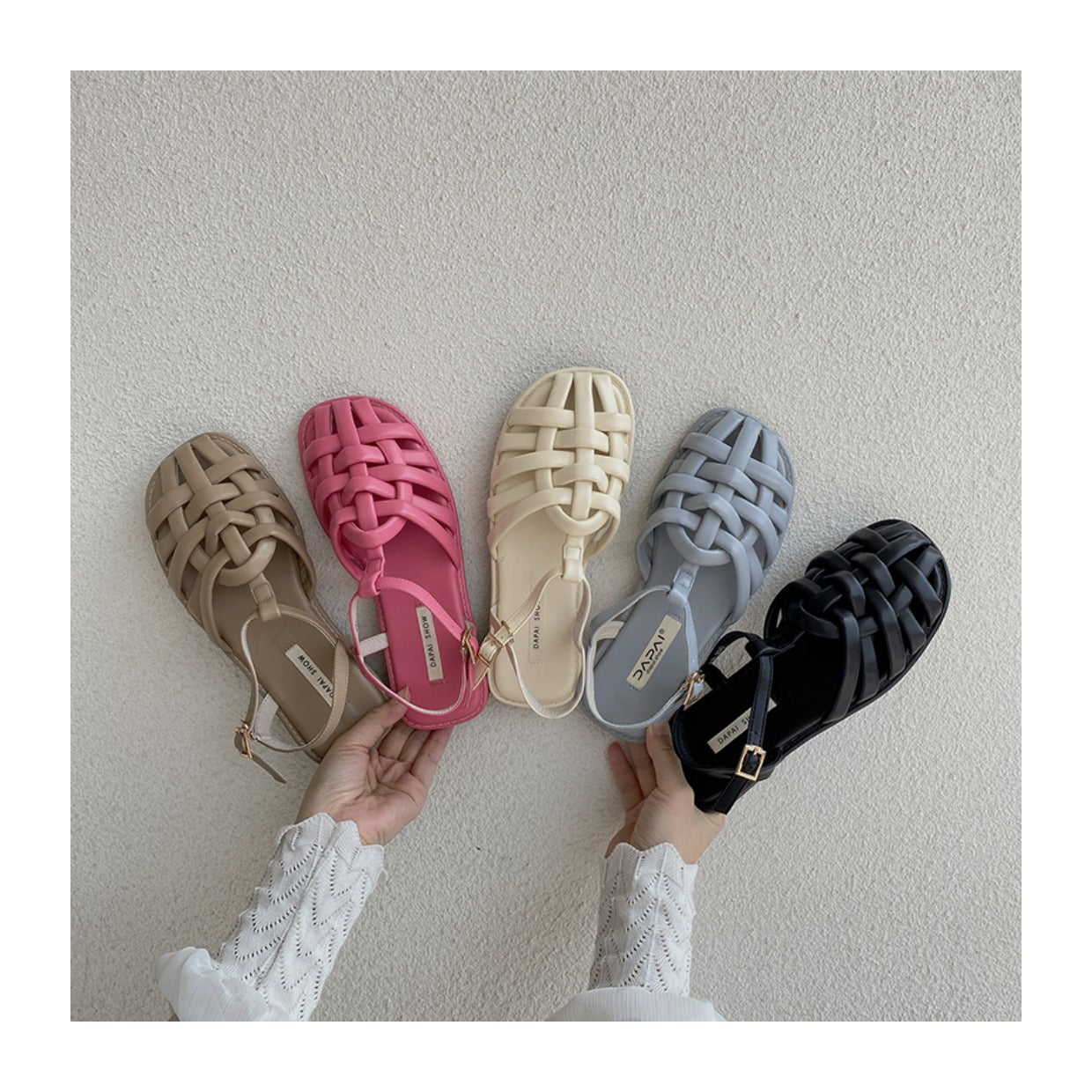 Roman Style Hollow Buckle Sandals | Open-Toe Flat Sandals for Women A79