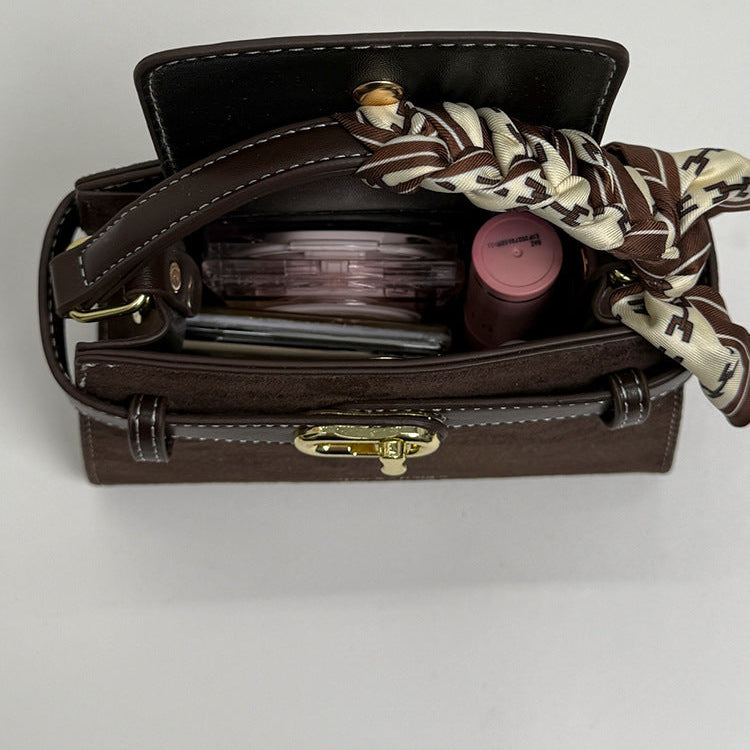 Retro Suede Shoulder Bag for Women | Braided Handle, Lock A14