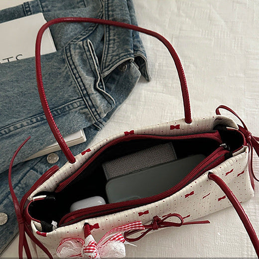 Bowknot Baguette Shoulder Bag | PU Underarm Bag for Women A50
