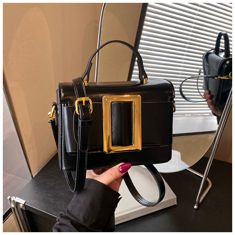 Retro Mini Square Crossbody Bag for Women | PU Leather Gold Buckle A37