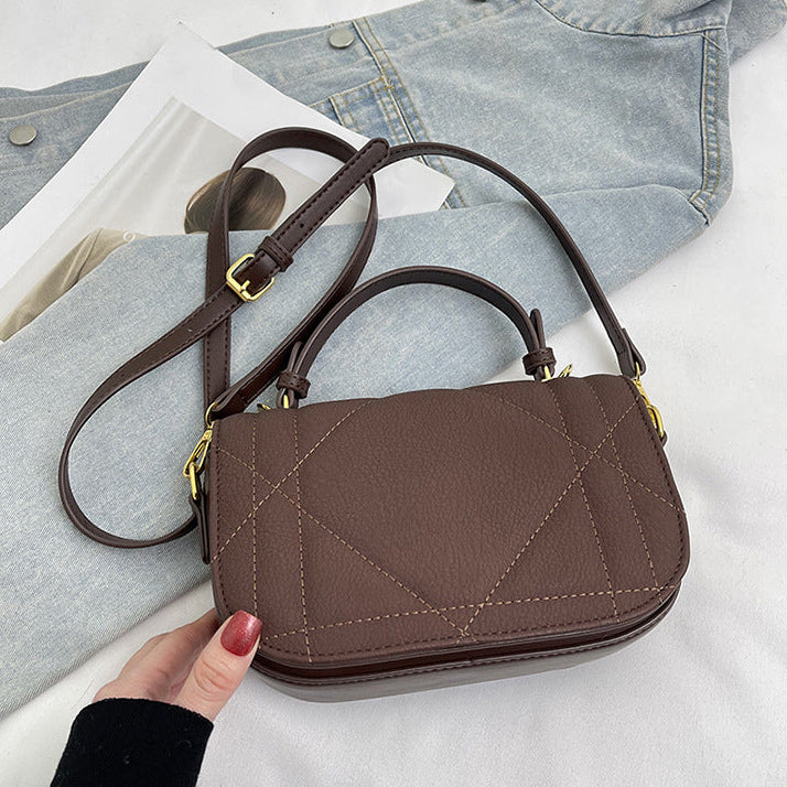 Women's Crossbody Shoulder Bag | Quilted PU Saddle Bag with Top Handle A15