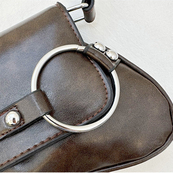 Women's Street Style Shoulder Bag Rivet Ring Hardware Detail A25