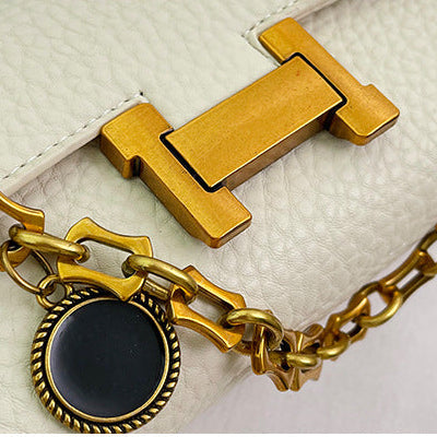 Women's Chain Shoulder Bag | Retro PU Baguette with H-Buckle A18