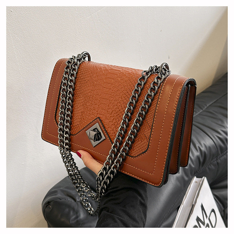 Retro Snakeskin PU Chain Bag | Women's Crossbody Square Bag A49