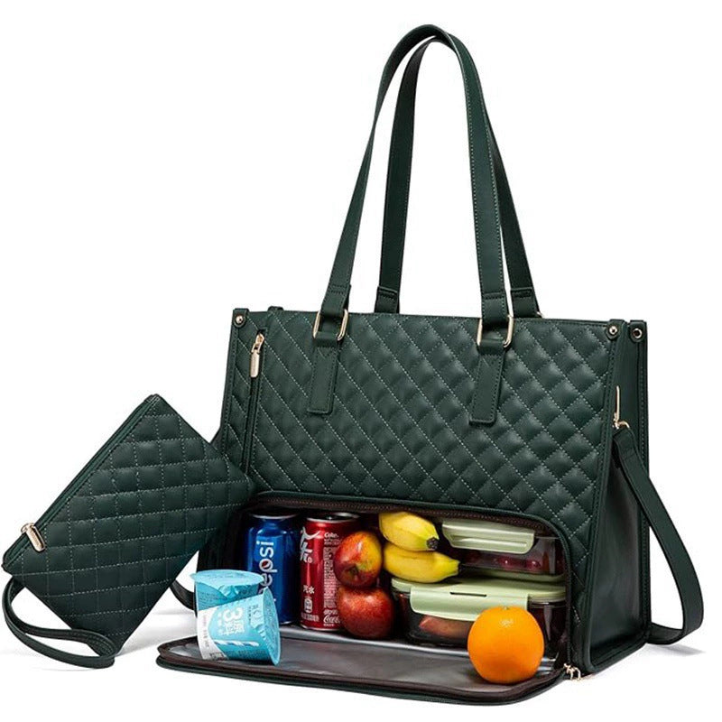 Insulated Lunch Bag for Women | Laptop Sleeve, Quilted Tote A12