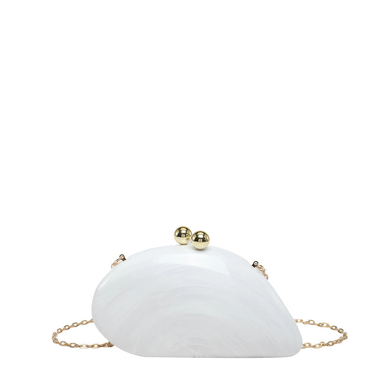 Pearl Chain Evening Clutch Bag | Oval Marble Finish A36