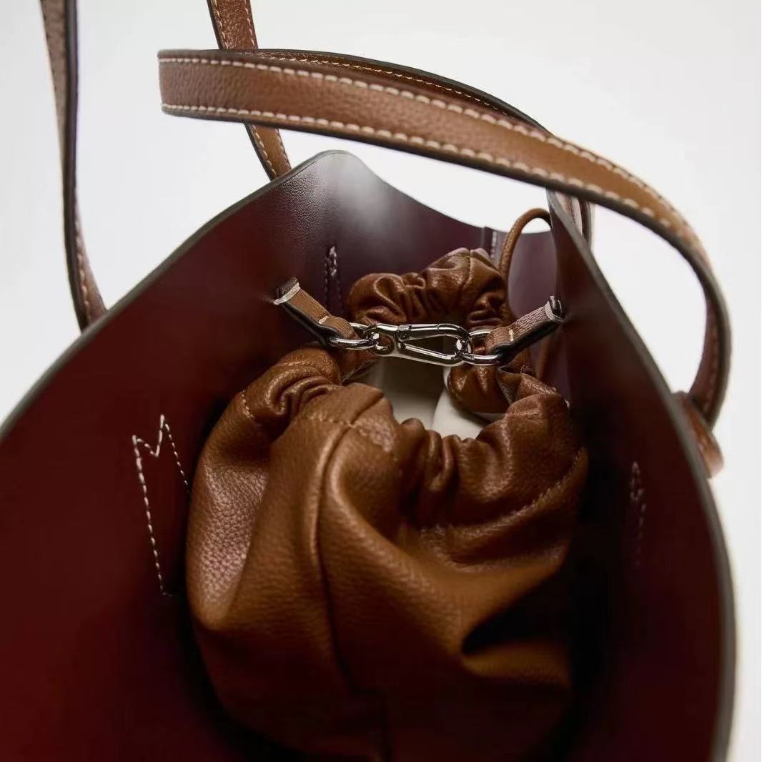 Women's Large Shoulder Tote Bag Fan Shell Shape, Drawstring Close A33