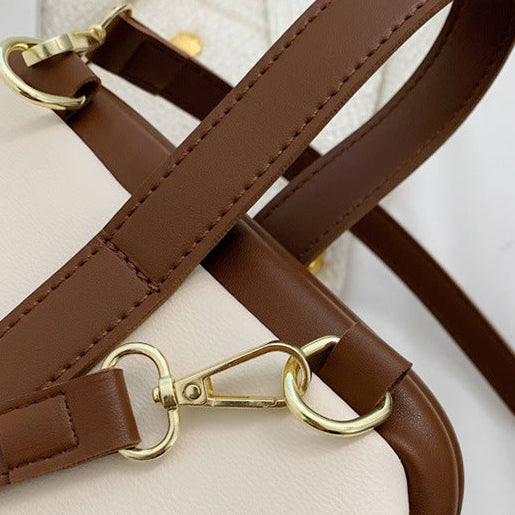 Contrast Color PU Tote Bag | Retro Fashion Handbag for Women A62