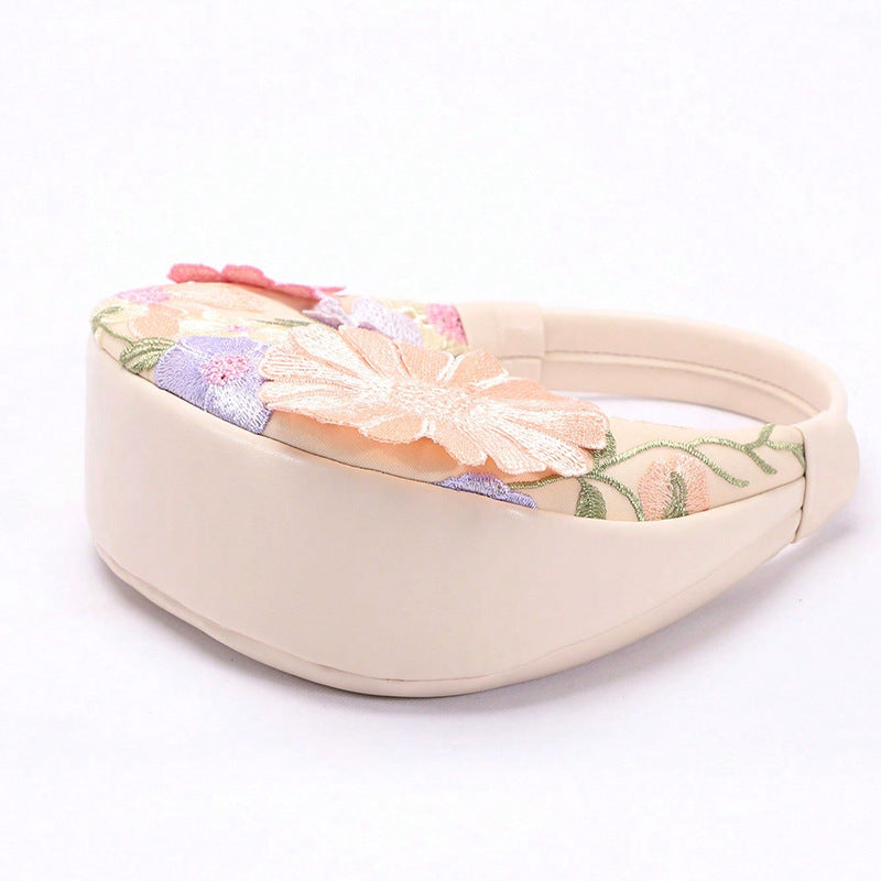 3D Floral Embroidery Hobo Bag for Women | Mesh Jacquard PU Leather A42