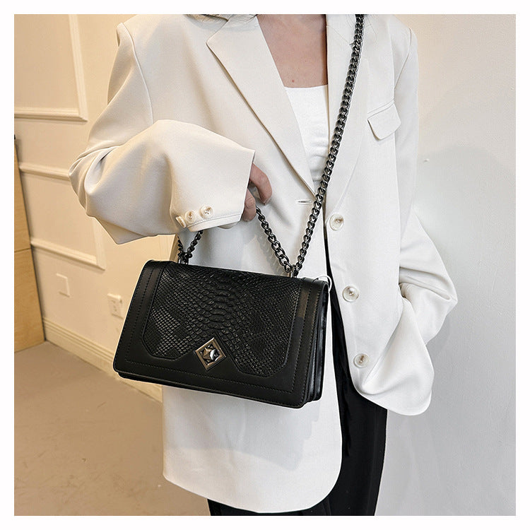 Retro Snakeskin PU Chain Bag | Women's Crossbody Square Bag A49