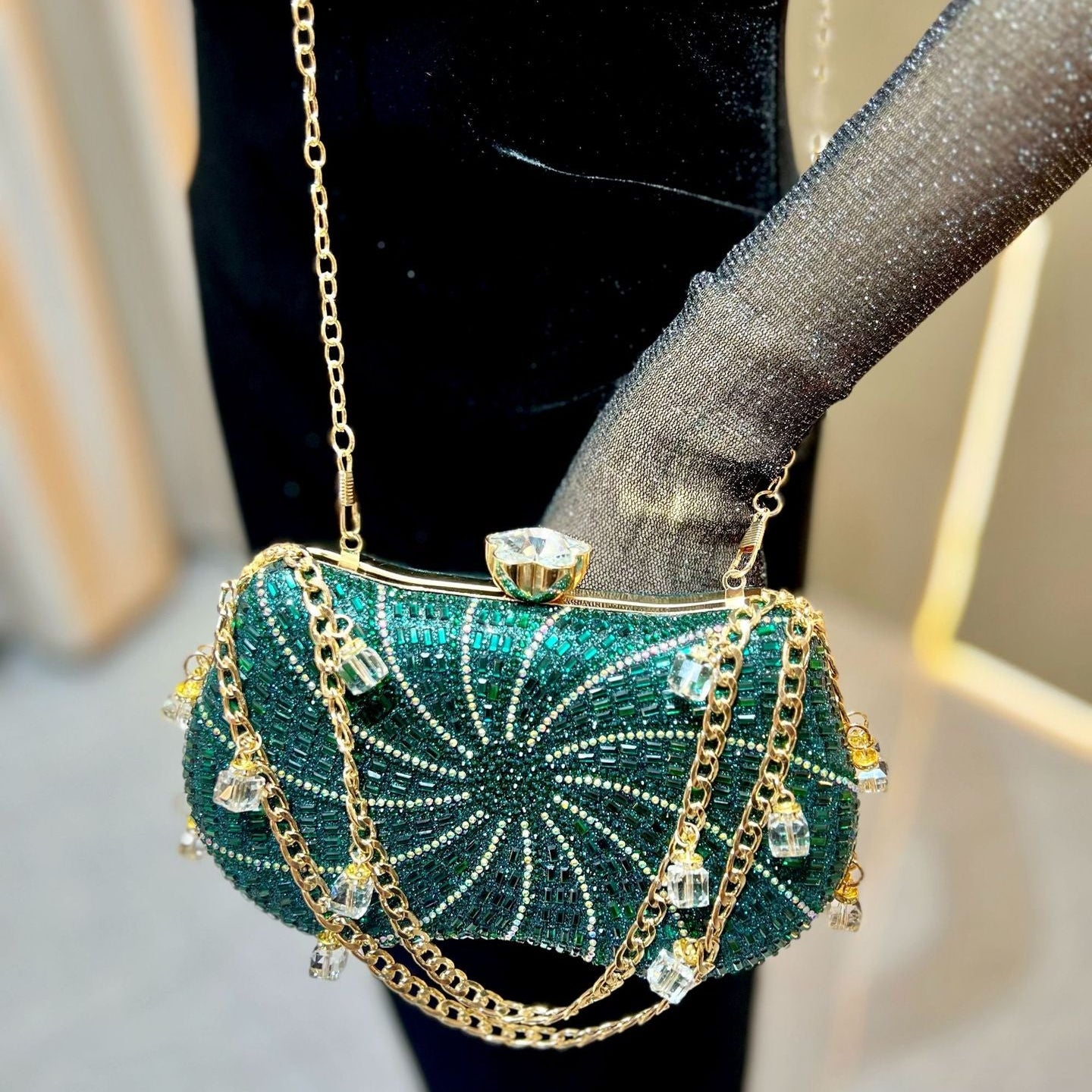 Rhinestone Evening Clutch Bag for Women | Diamond Party Handbag A47