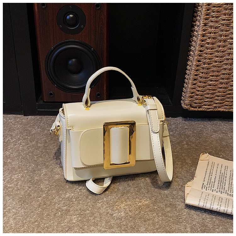 Retro Mini Square Crossbody Bag for Women | PU Leather Gold Buckle A37