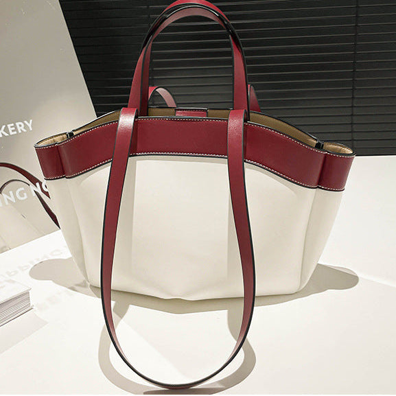 Women's Large Tote Shoulder Bag Colour Block Trim, Open Carry A32
