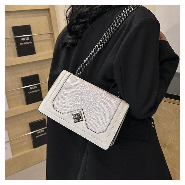 Retro Snakeskin PU Chain Bag | Women's Crossbody Square Bag A49