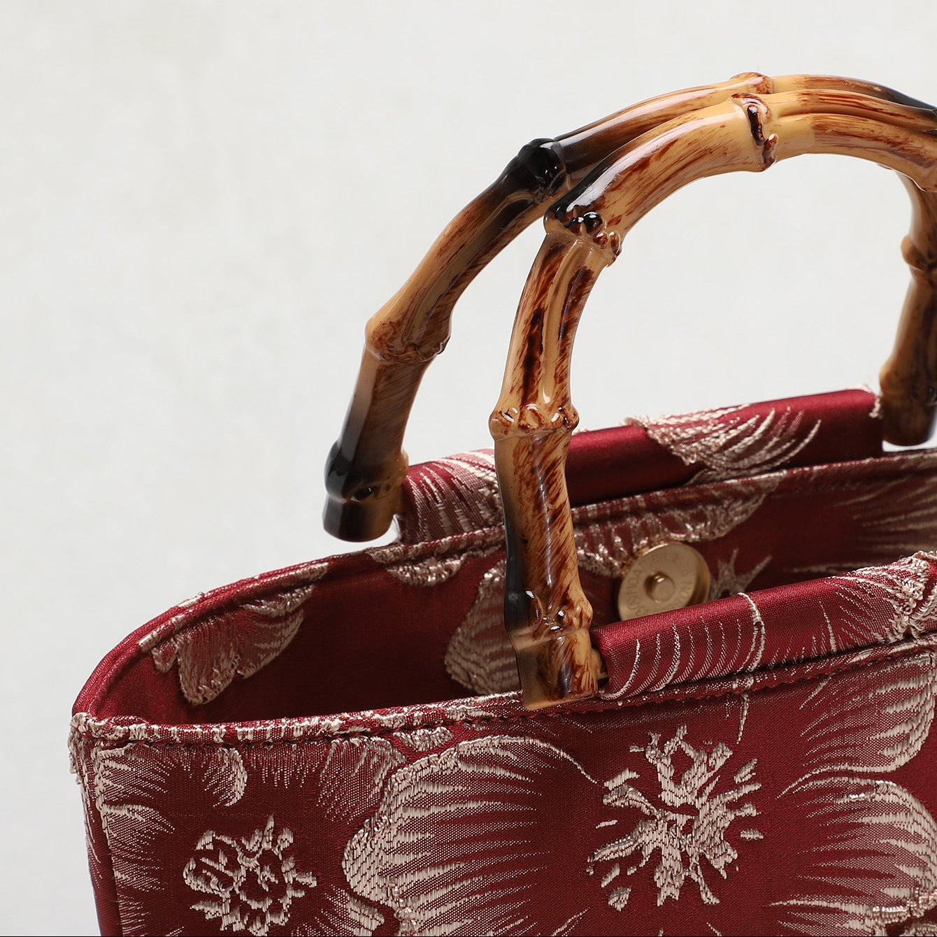 Bamboo Handle Sequin Floral Tote Bag for Women | Fabric Top Handle A46